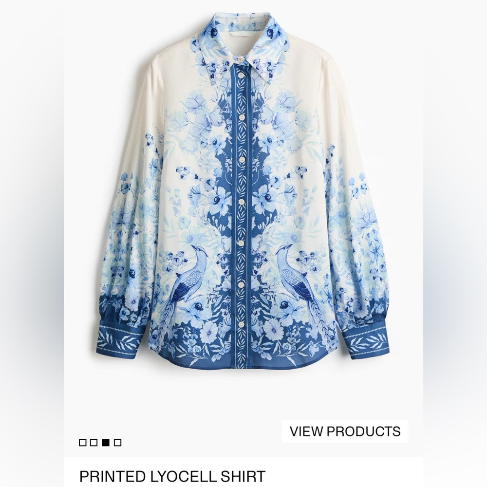 H&M Blue Floral Shirt NWT size S